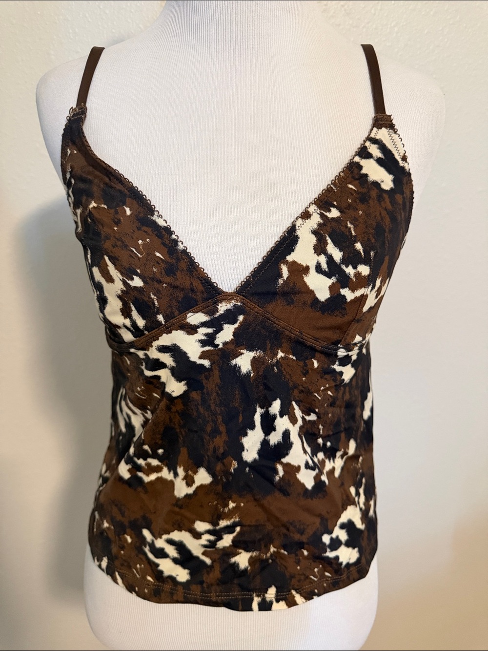 BDG Brown and White Cowprint Spaghetti Strap Cami